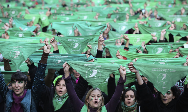 'Den gröna vågen', rörelsen som kämpat för rätten till abort i Argentina. Här från en demonstration 2019.