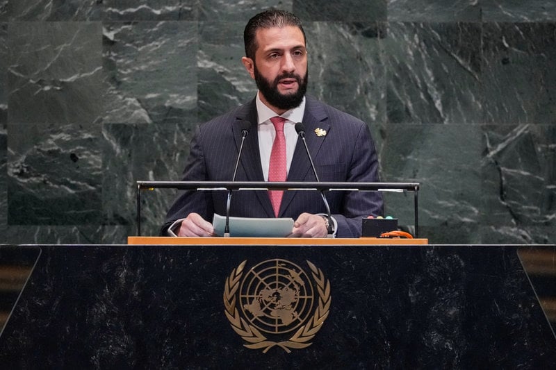 Syriens interimspresident Ahmed al-Sharaa i FN:s generalförsamling i september i år.