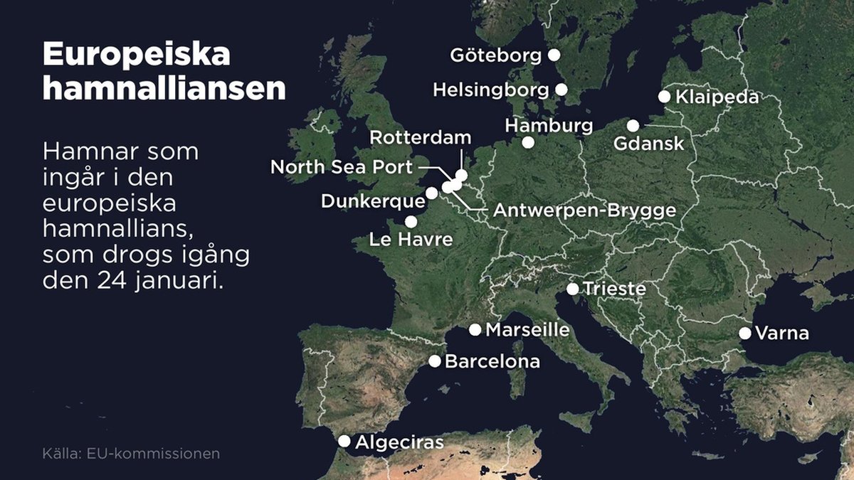 Hamnar som ingår i den europeiska hamnallians som drogs igång den 24 januari.