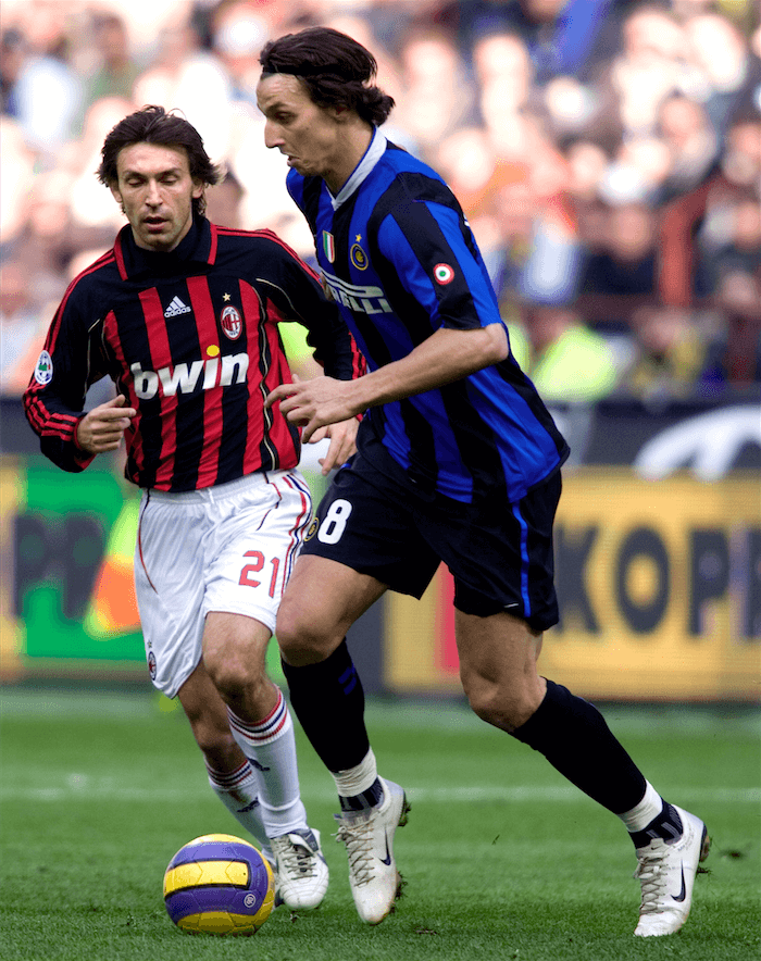 Han lirade mot Andrea Pirlo. Han lirade mot Andrea Pirlo.