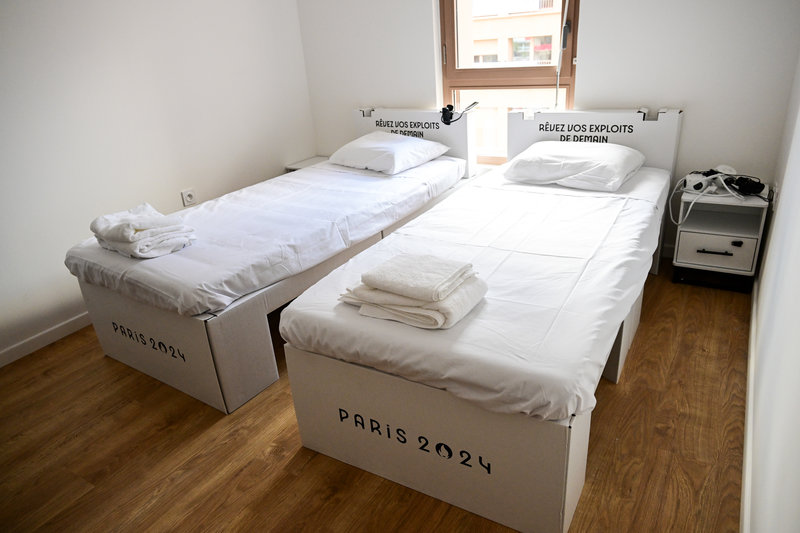 De omtalade kartongsängarna. Foto: Jonas Ekströmer/TT