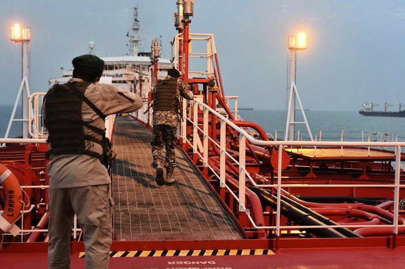 Irans revolutionsgarde tog sommaren 2019 det brittiskflaggade tankfartyget Stena Impero i beslag i Hormuzsundet och höll kvar fartyget i 72 dygn innan ägaren, svenska Stena Bulk, fick tillbaka fartyget. Arkivbild