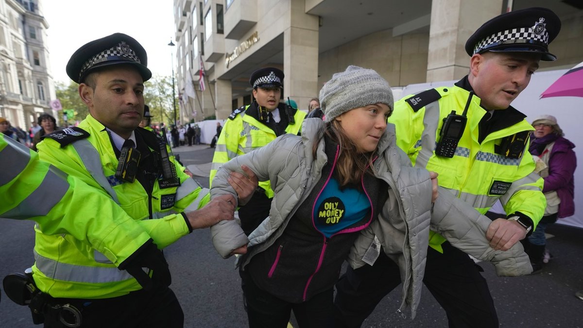 Greta Thunberg har omhändertagits av polis.