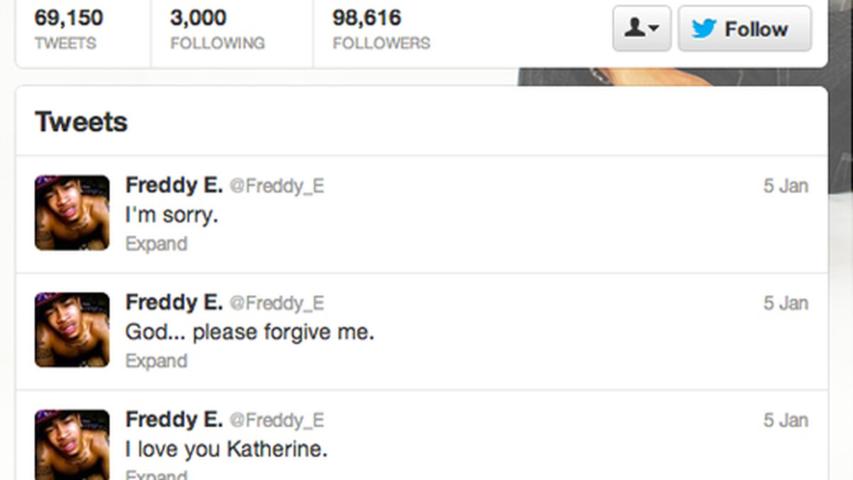 Freddy E twittrade innan sitt självmord. 