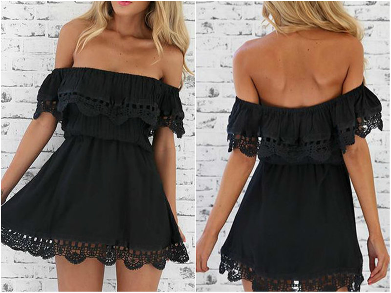 Svart off shoulder klänning