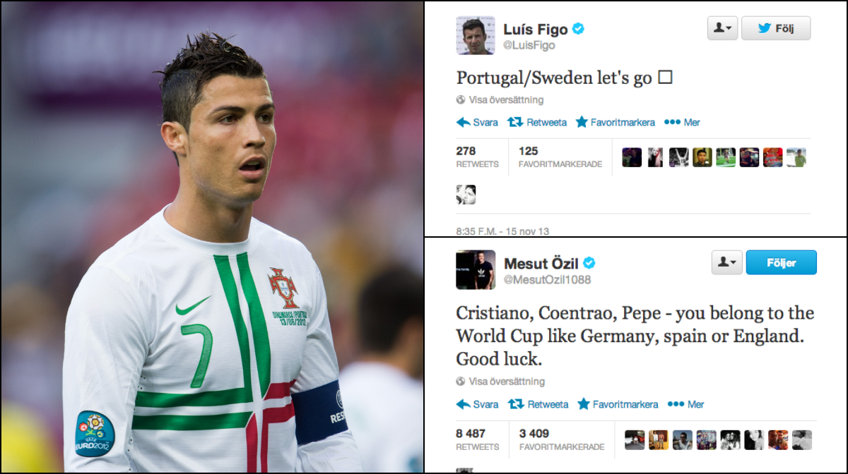Cristiano Ronaldo, Luis Figo, Portugal, VM-kval, Mesut Özil, Playoff, Sverige, Twitter