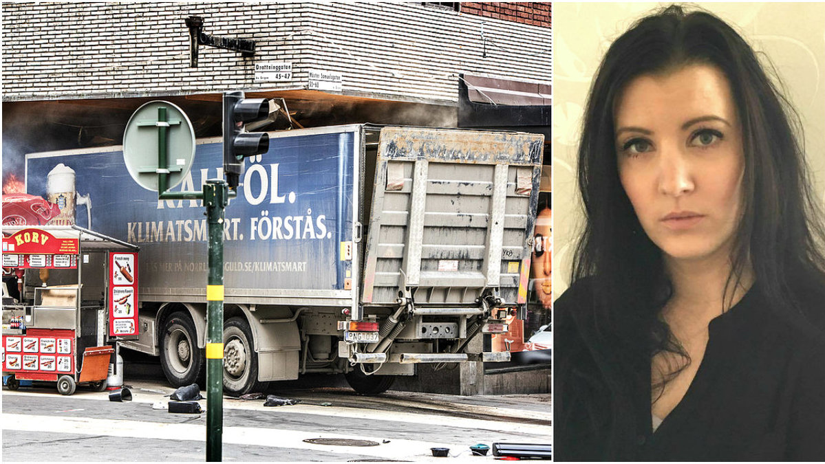 Linda Lundberg var en av dem som hamnade i lastbilens väg på Drottninggatan. 
