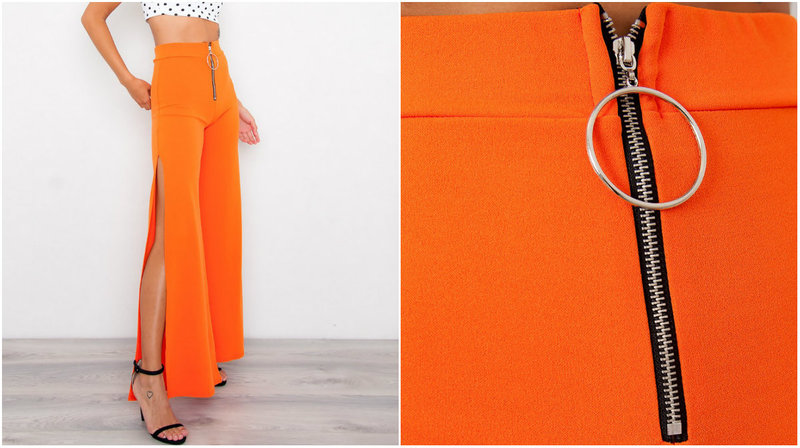 Orangea byxor med slits