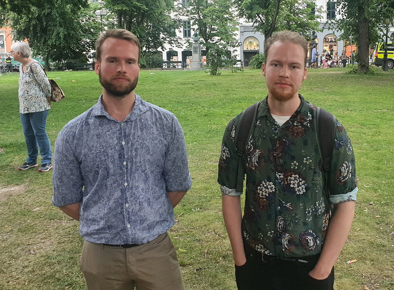 Fredrik och Joakim dagen efter dödsskjutningen i Oslo.