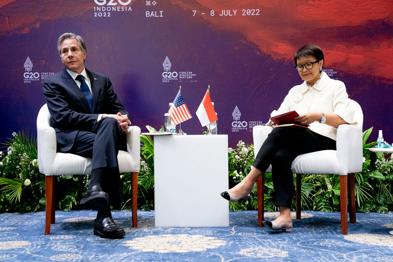 USA:s utrikesminister Antony Blinken och Indonesiens dito Retno Marsudi.
