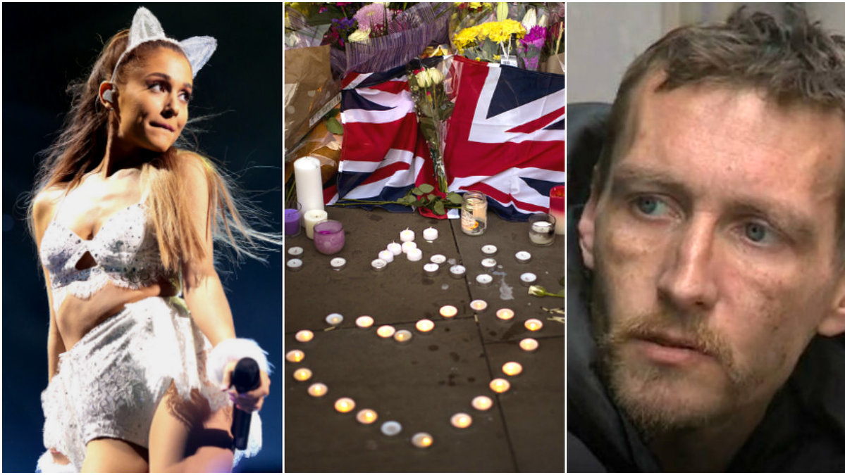 Hemlösa Chris Parker, 33, hyllas som hjälte efter bombdådet i Manchester i måndags kväll.