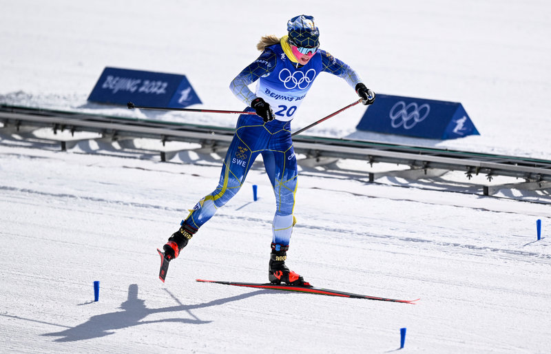 Jonna Sundling spurtade till sig en fjärdeplats på tremilen i Zhangjiakou.