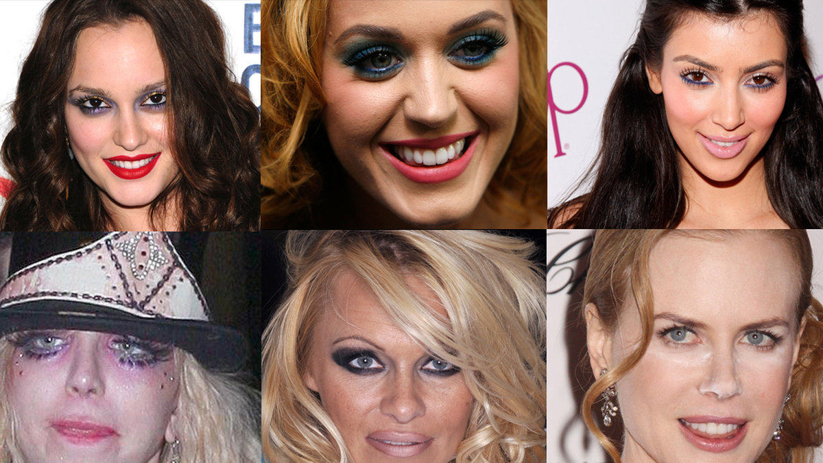 Leighton Meester, Katy Perry, Kim Kardashian, Courtney Love, Pamela Anderson och Nicole Kidman  är bara några av de stjärnor som råkat ut för sminkkatastrofer. Se alla tabbar i bildspelet – klicka på pilarna.