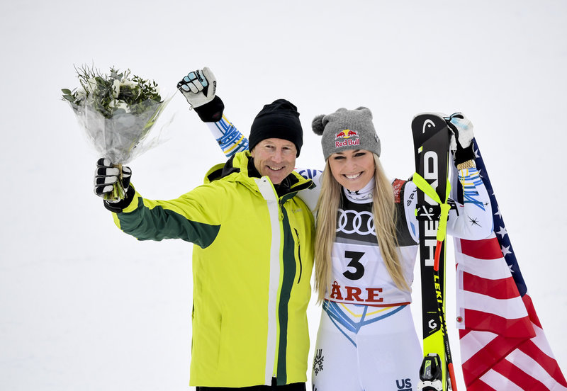 Ingemar Stenmark och Lindsey Vonn 2019. Arkivbild.