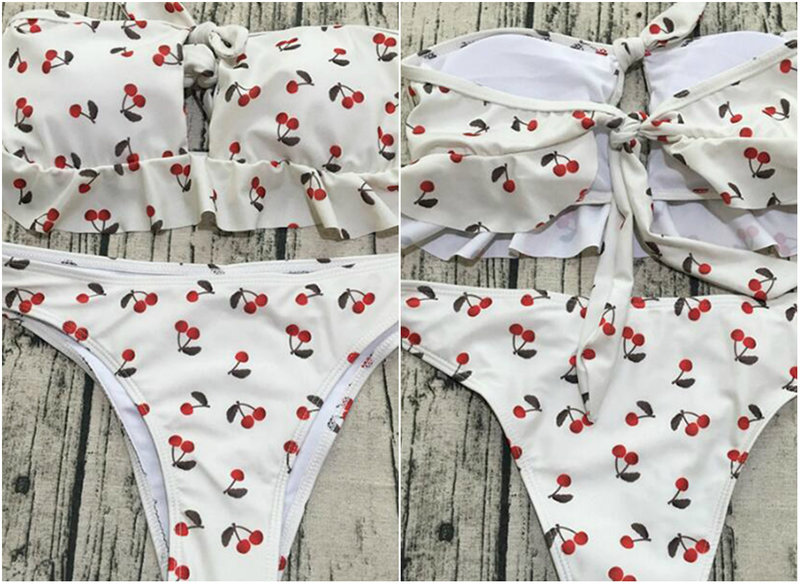 Bikini med mönster av körsbär