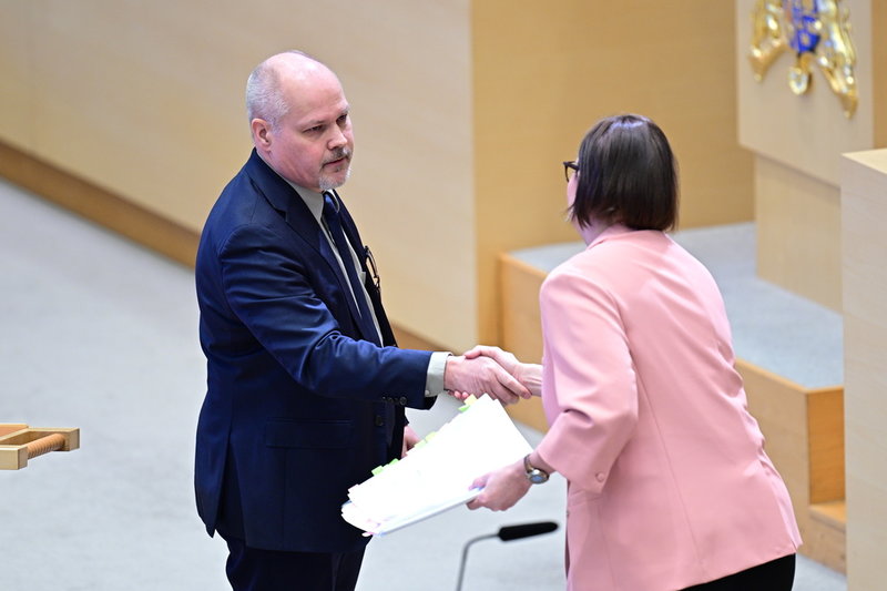 Morgan Johansson (S) och till höger utrikesminister Maria Malmer Stenergard (M).