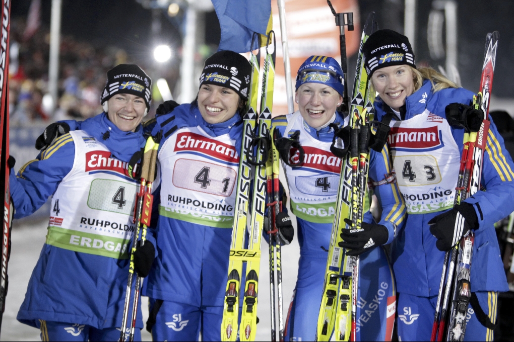 Anna Carin Olofsson-Zidek, Elisabeth Högberg, Helena Jonsson och Anna Maria Nilsson stod för en mäktig skräll i stafettvärldscupen i Tyskland.