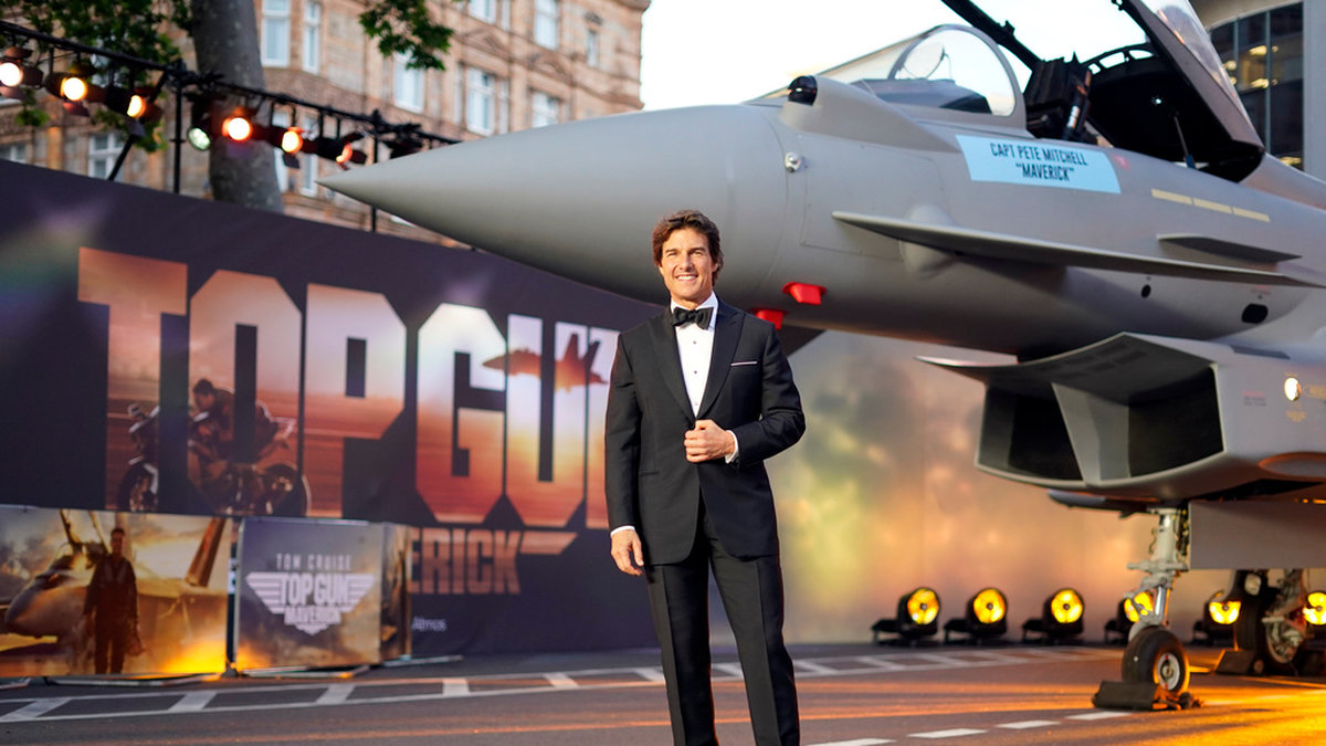 Tom Cruise vid premiären för 'Top Gun: Maverick' i Storbritannien.