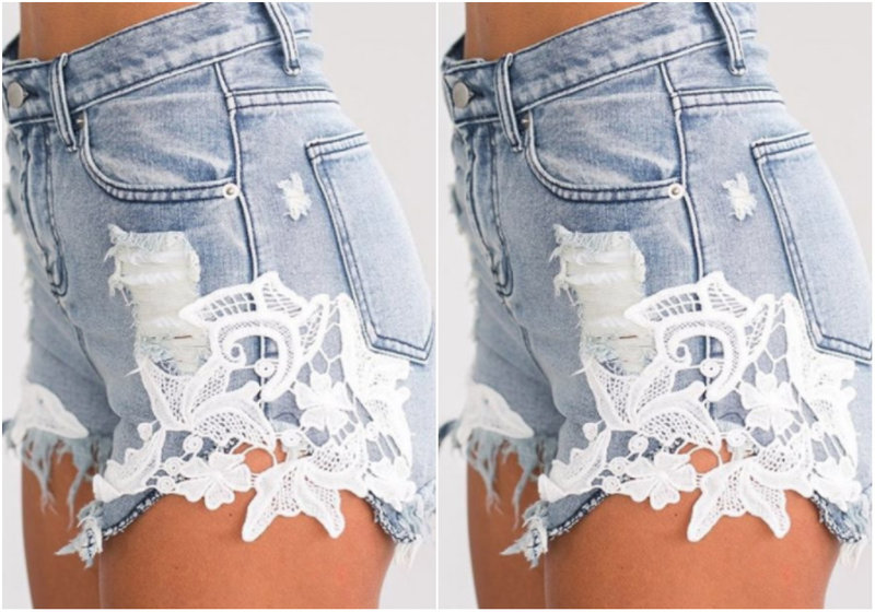 Jeansshorts med vit detalj