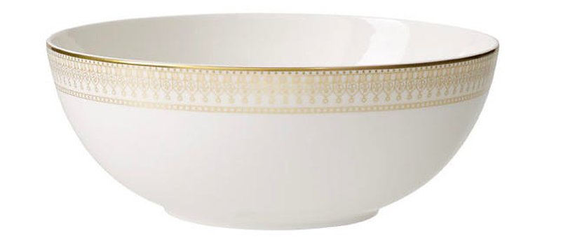 Stor salladsskål med guldkant