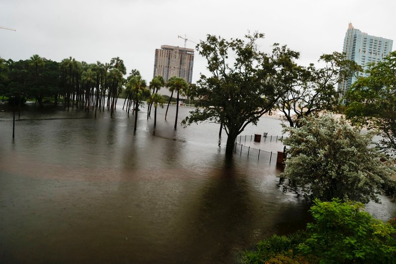 Vattennivån från floden Hillsborough River i Tampa steg kraftig när Idalia drog fram.