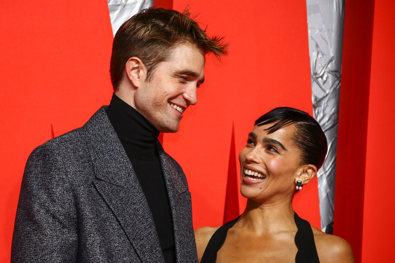 Robert Pattinson tillsammans med Zoe Kravitz inför världspremiären på 'The Batman'. Arkivbild.