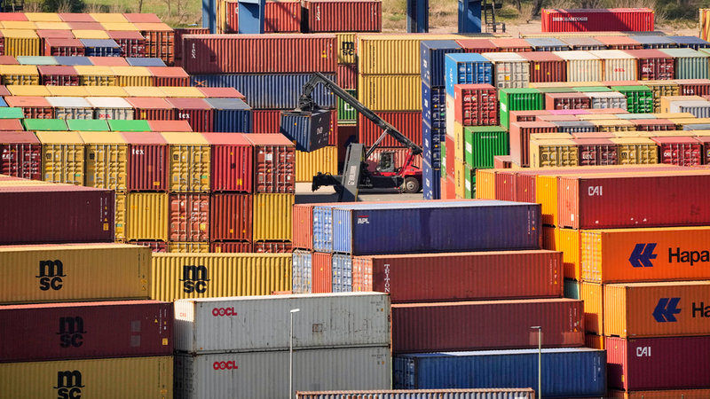 Kontainrar i Duisburg, Tyskland. De fullständiga villkoren i handelsavtalet mellan EU och USA är ännu inte kända.