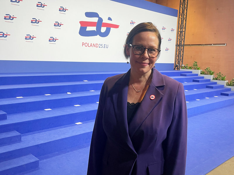 Utrikesminister Maria Malmer Stenergard vid EU:s informella utrikesministermöte i Warszawa.