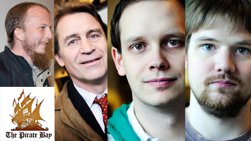 De fyra dömda i Pirate Bay-rättegången: Gottfrid Svartholm Warg, Carl Lundström, Peter Sunde och Fredrik Neij.