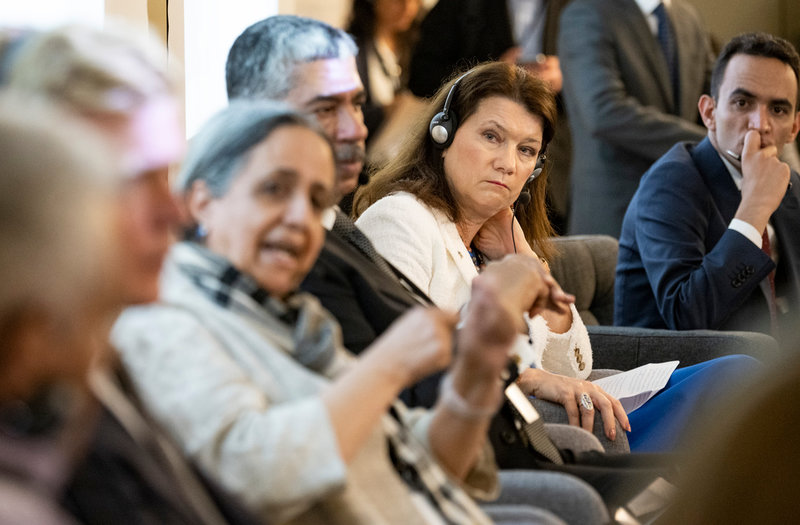 Utrikesminister Ann Linde (S) vid Jemensamtalen som pågår i Stockholm under tre dagar.