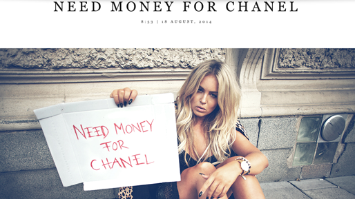 Fanny Lyckman låtsades tigga ihop pengar för att hå råd med Chanelkläder.