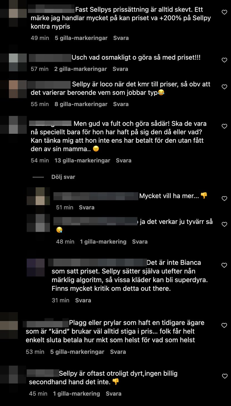 Reaktioner på Sellpys prissättning Reaktioner på Sellpys prissättning