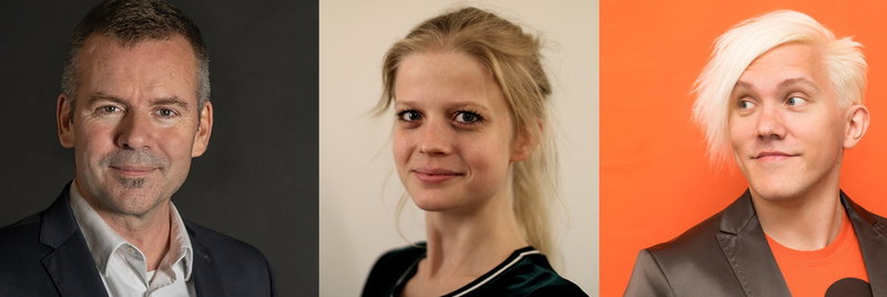 Brjann Sigurgeirsson (vd på Thunderful som gjort 'Steamworld'), Agnes Larsson (spelregissör för 'Minecraft' på Mojang) och Arcade Berg (grundare av Neon Giant som gjort 'The ascent') har alla en i grunden positiv syn på 'det svenska spelundret'. Pressbilder.