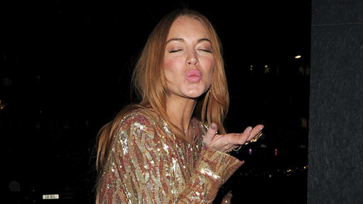 Lindsay Lohan bjuder på en slängkyss. 