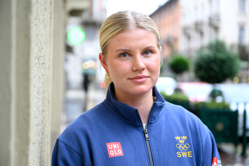 Maja Nylén Persson i samband med en pressträff förra veckan.