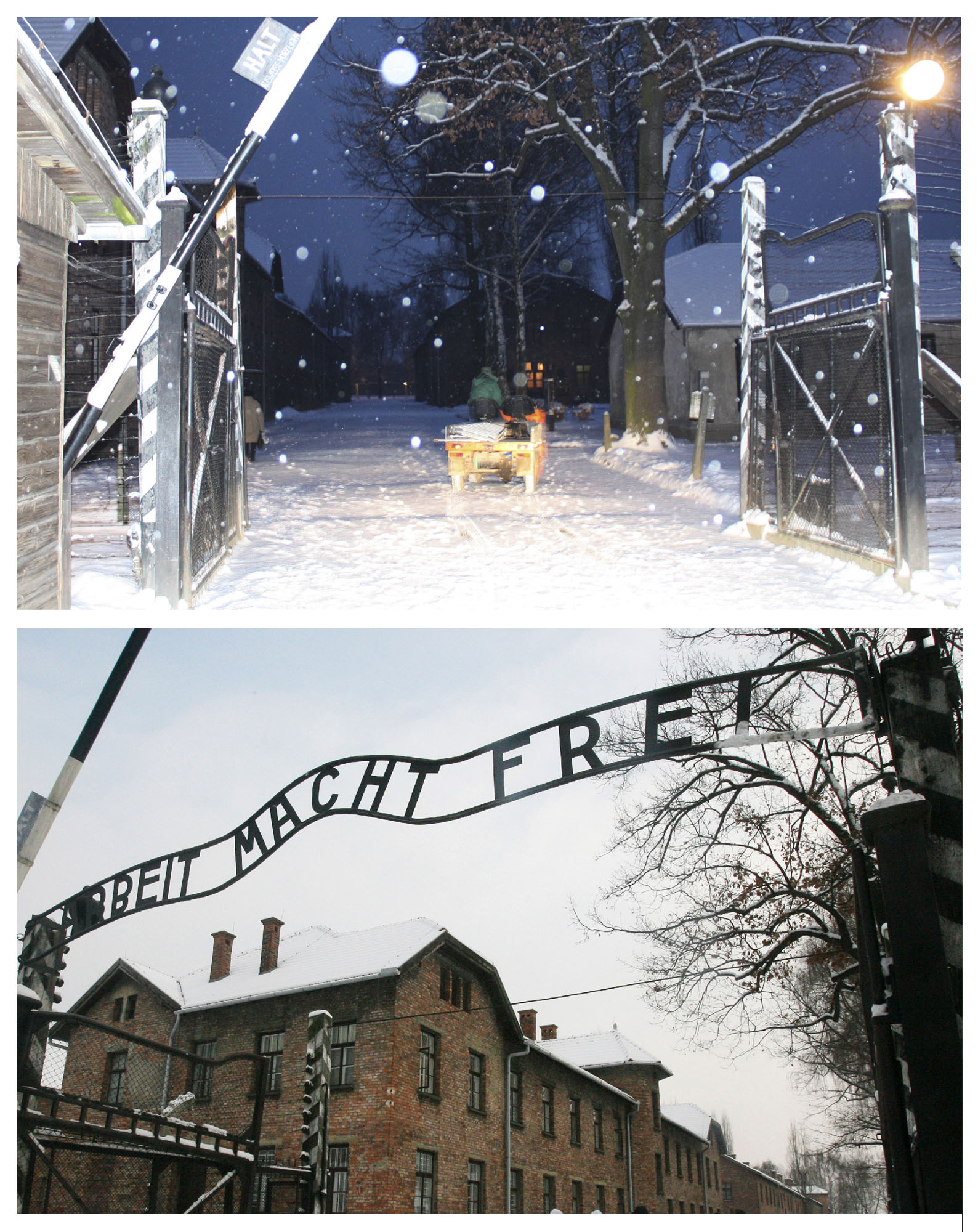 Auschwitz-entrén utan skylt.