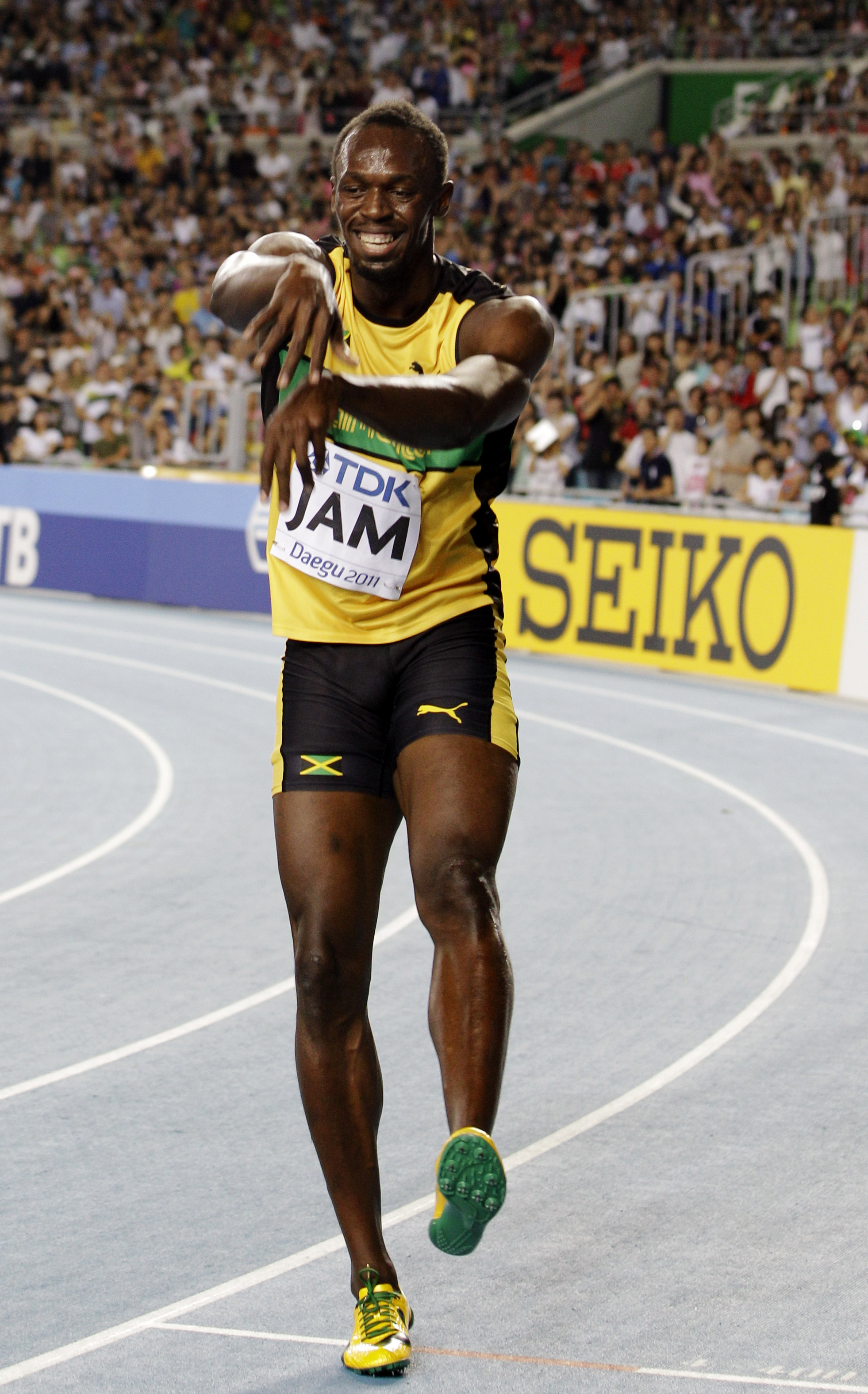 Usain Bolt firade med en klassisk "robot-dans".