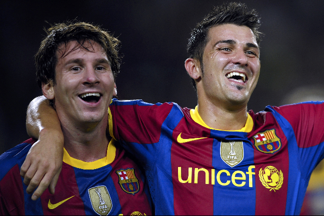 Messi tillsammans med nya anfallspartnern David Villa.