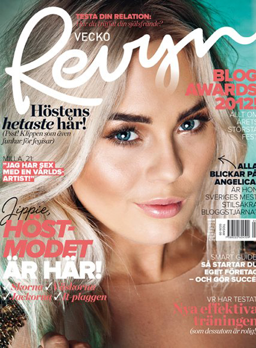 Nyheter24s bloggare Angelica har prytt Veckorevyns omslag tre gånger. Nyheter24s bloggare Angelica har prytt Veckorevyns omslag tre gånger.