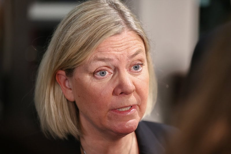 Socialdemokraternas partiledare Magdalena Andersson (S) inför partiledardebatten.