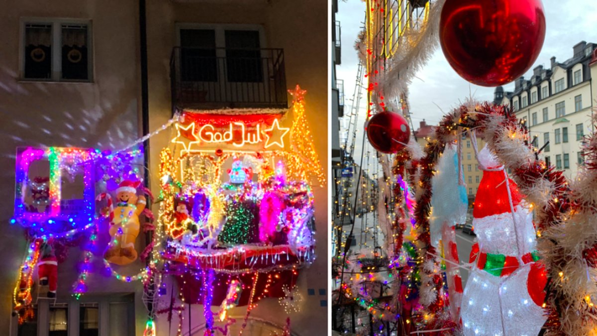 "Julballen" gör succé – balkongen är känd som Stockholms galnaste julpynt