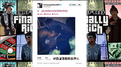 På sin Twitter har rapstjärnan Chief Keef över 250 000 följare – och när han lade han upp en bild på sin Instagram där en kvinna utförde oralsex på honom så fick han sitt konto raderat. På sin Twitter har rapstjärnan Chief Keef över 250 000 följare – och när han lade han upp en bild på sin Instagram där en kvinna utförde oralsex på honom så fick han sitt konto raderat.