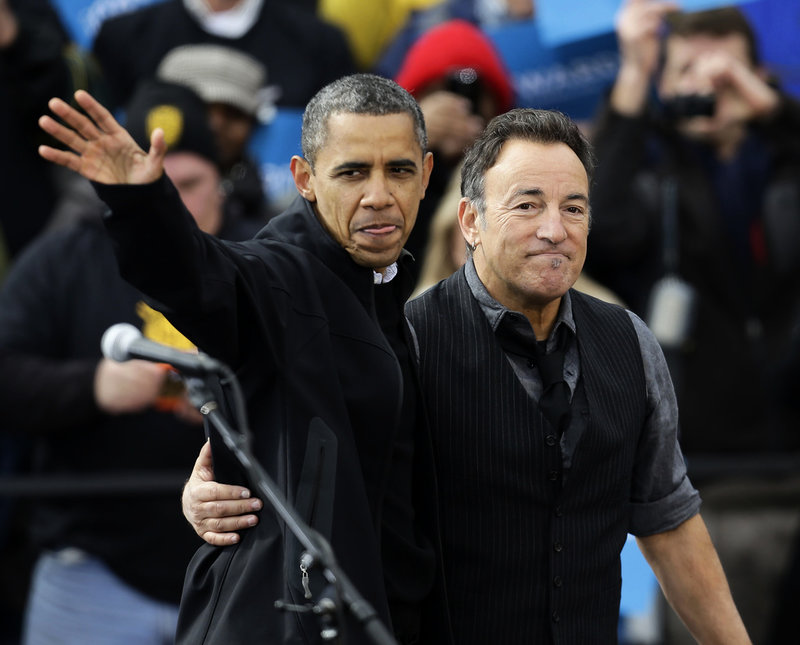 Barack Obama är ett tydligt exempel på en politiker som använt musik som en del för att bygga sitt personliga varumärke. Här med Bruce Springsteen. Arkivbild.