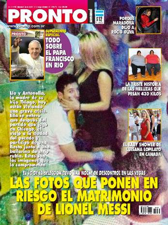 Här fångas Lionel Messi på bild tillsammans med en strippa i Las Vegas, enligt den argentinska tidningen Pronto.
