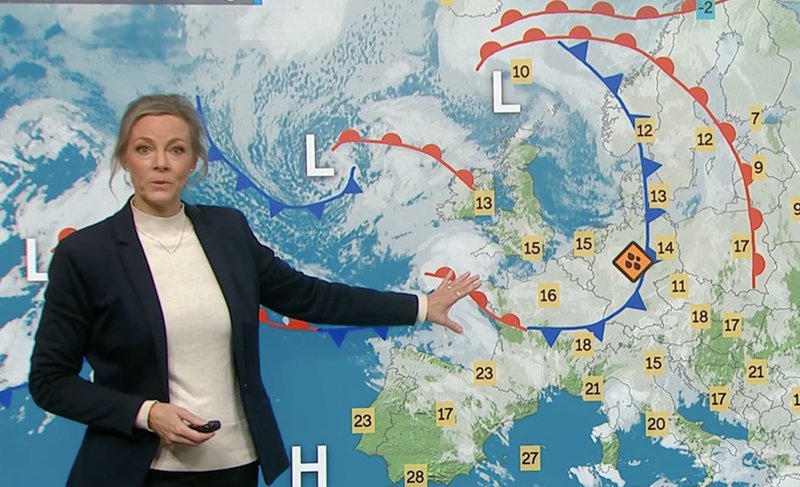 Linda Eriksson presenterade vädret en sista gång på onsdagen. Skärmavbild: TV44
