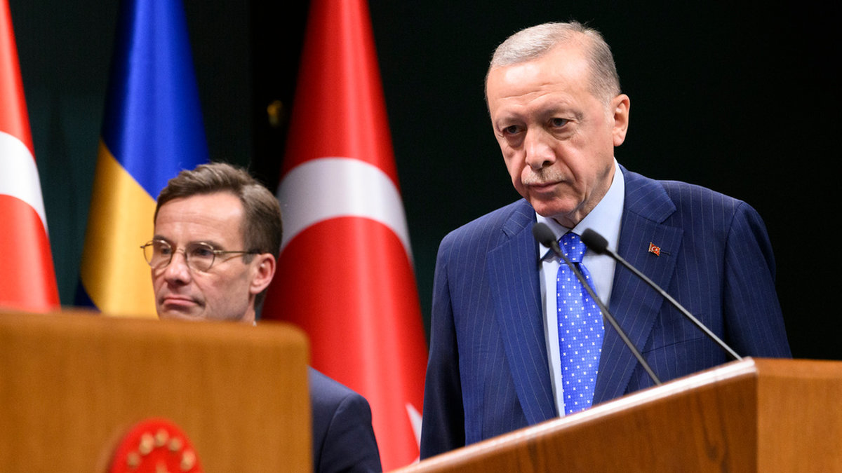 Statsminister Ulf Kristersson mötte tidigare i år Turkiets president Recep Tayyip Erdogan i Ankara. Arkivbild.