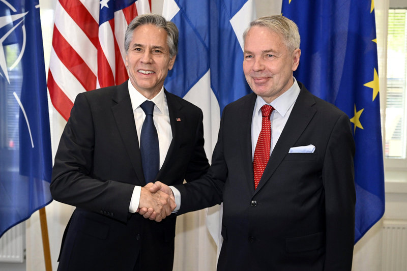 USA:s utrikesminister Antony Blinken och hans dåvarande finländske kollega Pekka Haavisto, fotograferade i Helsingfors i somras.