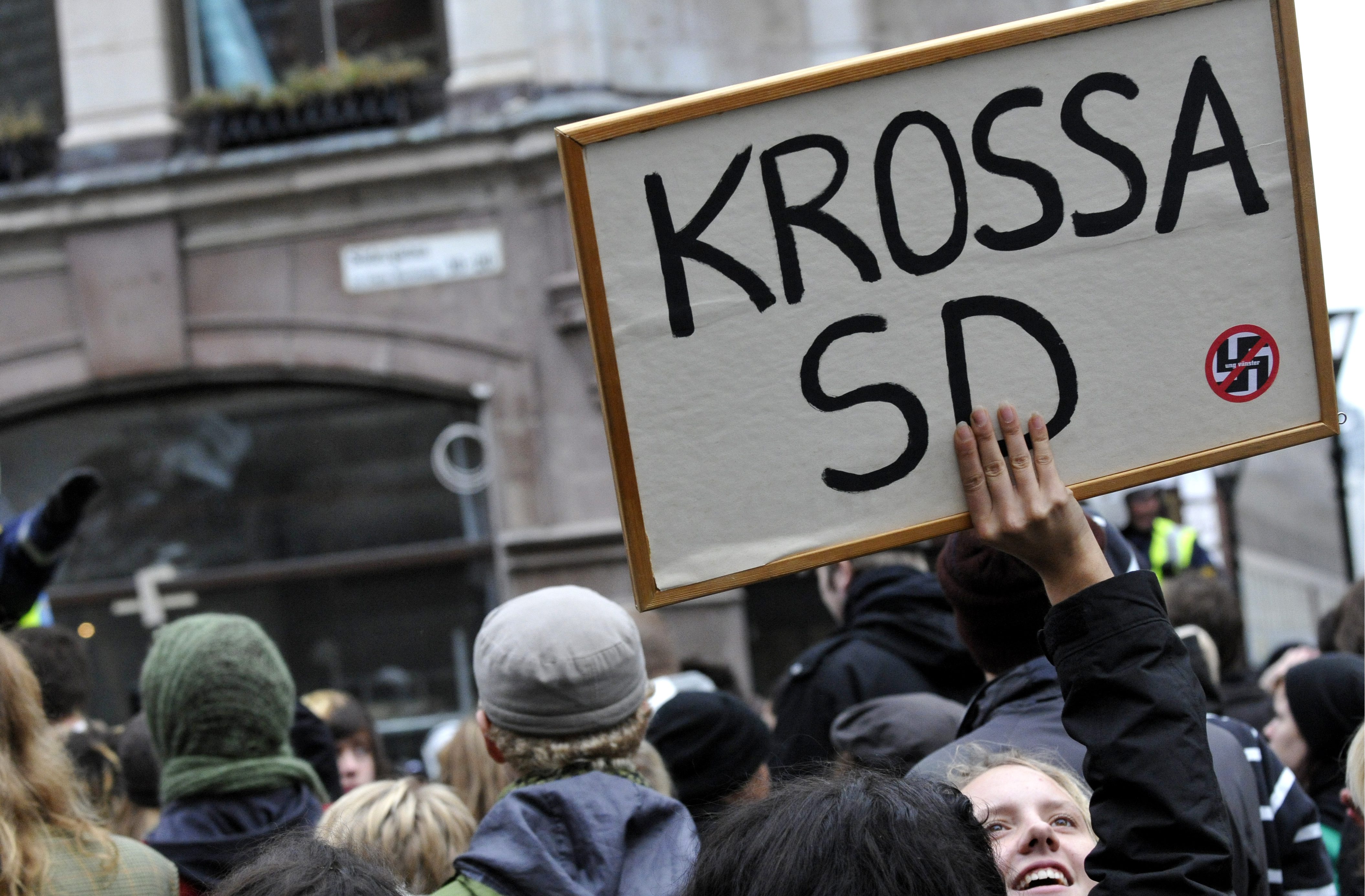 Under parollen ”Mot våld och kriminalitet i Malmö” höll Sverigedemokraterna ett torgmöte i helgen. Där användes ordet "arabisering" för första gången. Bilden är tagen vid ett tidigare tillfälle.