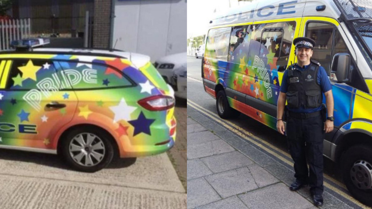 Förra året möttes polisen i England av kritik när de dekorerade en bil till pride. 
