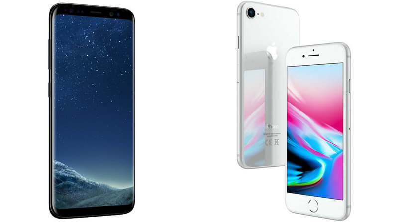 iPhone 8 och Samsung Galaxy S8